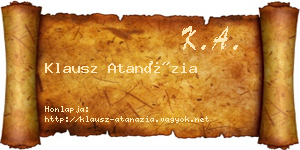 Klausz Atanázia névjegykártya